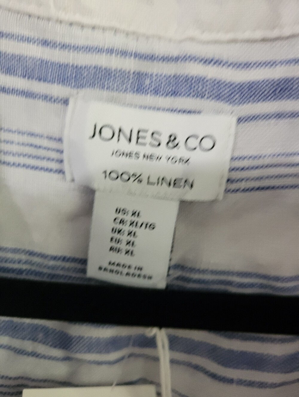 NWT Jones & Co. Linen Coastal Buttondown Shirt Size XL Natural Fiber - Picture 3 of 3